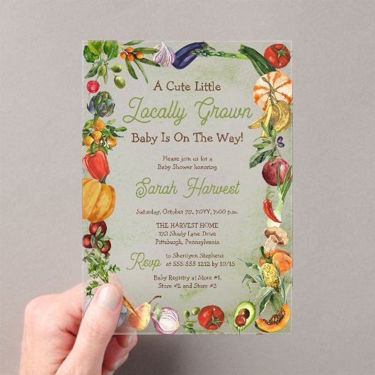 地元で育ったベビーがシャワーを浴びている アクリル招待状 (インサイチュ (ポータブル))