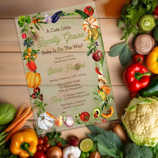 地元で育ったベビーがシャワーを浴びている アクリル招待状