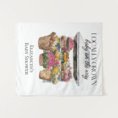 地元で育ったベビーで赤ちゃんシャワーの背景 タペストリー (正面(横))