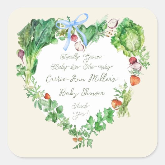 地元で育ったベビーで赤ちゃんシャワーを浴びる スクエアシール (正面)