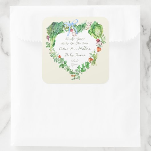 地元で育ったベビーで赤ちゃんシャワーを浴びる スクエアシール (バッグ)