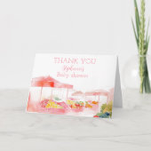 地元で育ったベビーガールシャワー農家市場 サンキューカード (正面)