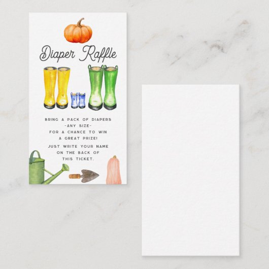 地元で育ったベビーブルーブーツ秋おむつラッフル エンクロージャーカード (正面/裏面)