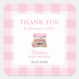 地元で育った女の子の赤ちゃんシャワーありがとう スクエアシール