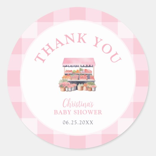 地元で育った女の子の赤ちゃんシャワーありがとう ラウンドシール (正面)