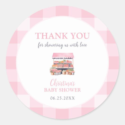 地元で育った女の子の赤ちゃんシャワーありがとう ラウンドシール (正面)