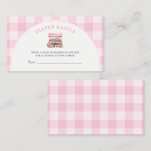 地元で育った女の子の赤ちゃんシャワーおむつラッフル エンクロージャーカード (正面/裏面)