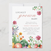 地元で育った女の子の農家市場ベビーシャワー 招待状 (正面)