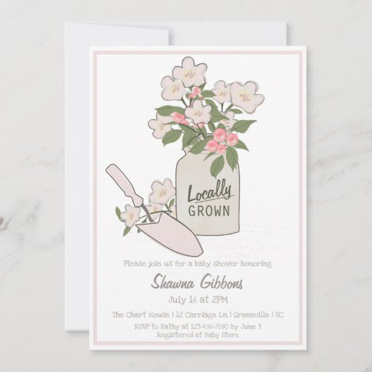 地元で育った小さな芽の赤ちゃんシャワー 招待状 (正面)
