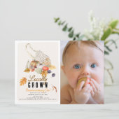 地元で育った市場のバッグ秋写真1st誕生日 招待状 (スタンド正面)