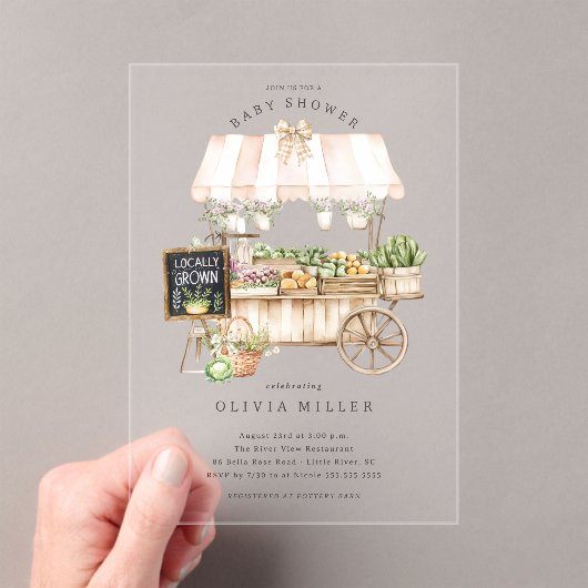 地元で育った市場のベビーシャワー招待状 アクリル招待状 (インサイチュ (ポータブル))