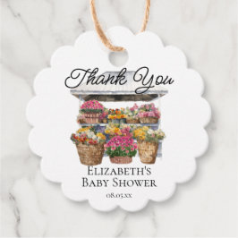 地元で育った市場フローラショップ女の子ベビーシャワー フェイバータグ