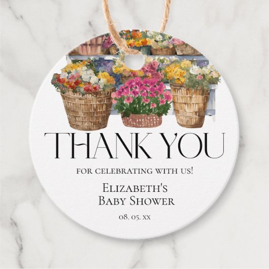 地元で育った市場フローラショップ女の子ベビーシャワー フェイバータグ (正面)