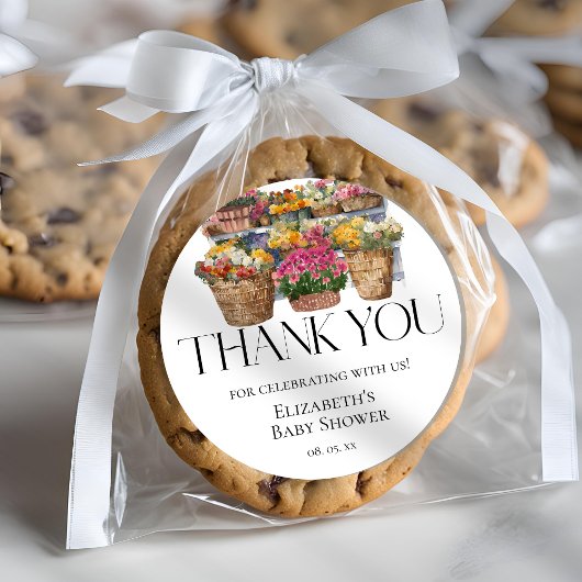 地元で育った市場フローラショップ女の子ベビーシャワー ラウンドシール