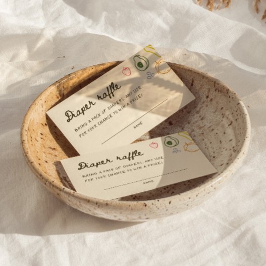 地元で育った手描きおむつラッフル エンクロージャーカード