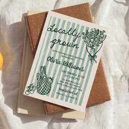 地元で育った手描き赤ちゃんシャワー 招待状