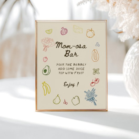 地元で育った手描き赤ちゃんシャワーmom-osaバー ポスター