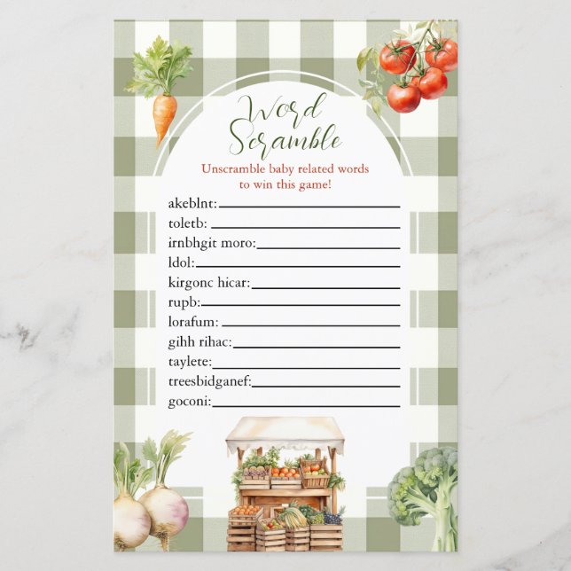 地元で育った新鮮な市場の言葉スクランブルゲーム (正面)