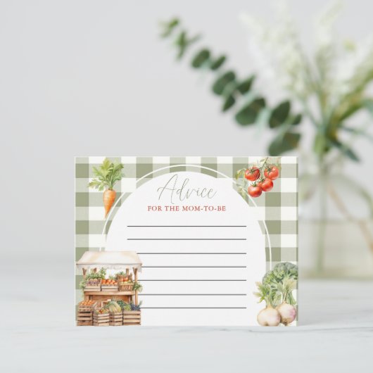 地元で育った新鮮な市場ベビーシャワーアドバイスカード ポストカード (スタンド正面)