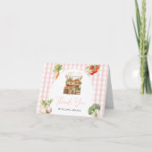 地元で育った新鮮な市場ベビーシャワーギンガム サンキューカード (正面)