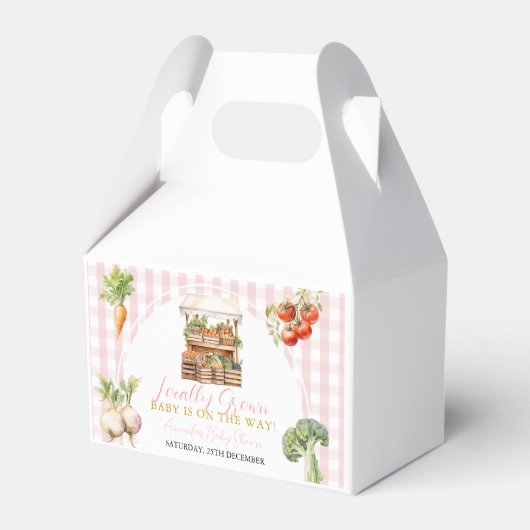 地元で育った新鮮な市場ベビーシャワーギンガム フェイバーボックス (正面サイド)