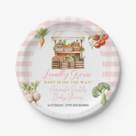 地元で育った新鮮な市場ベビーシャワーギンガム ペーパープレート
