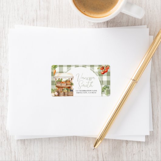 地元で育った新鮮な市場ベビーシャワーギンガム ラベル (インサイチュ)