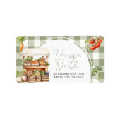 地元で育った新鮮な市場ベビーシャワーギンガム ラベル (正面)