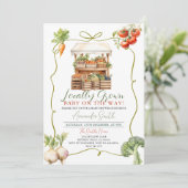 地元で育った新鮮な市場ベビーシャワーギンガム 招待状 (スタンド正面)