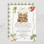 地元で育った新鮮な市場ベビーシャワーギンガム 招待状 (正面/裏面)