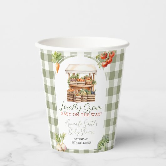 地元で育った新鮮な市場ベビーシャワーギンガム 紙コップ (正面)