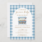 地元で育った男の赤ちゃんが彼の方法の赤ちゃんシャワー 招待状 (正面)
