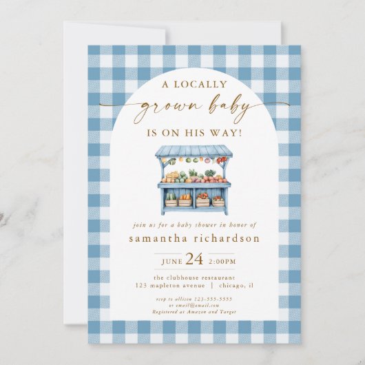 地元で育った男の赤ちゃんが彼の方法の赤ちゃんシャワー 招待状 (正面)