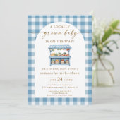地元で育った男の赤ちゃんが彼の方法の赤ちゃんシャワー 招待状 (スタンド正面)