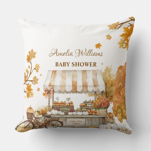 地元で育った秋の農家市場ベビーシャワー クッション (正面)