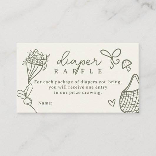 地元で育った素朴ファーマーズマーケットおむつラッフル エンクロージャーカード (正面)
