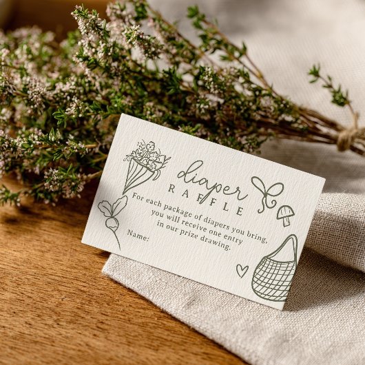 地元で育った素朴ファーマーズマーケットおむつラッフル エンクロージャーカード