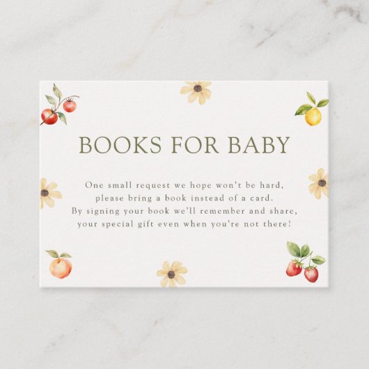 地元で育った素朴ベビー用の赤ちゃんシャワーブック エンクロージャーカード (正面)