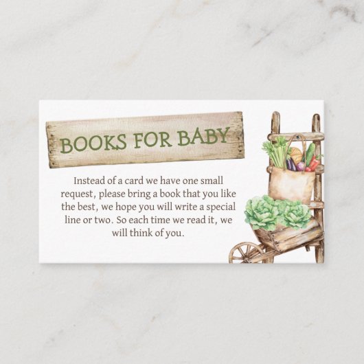 地元で育った素朴ベビー用の赤ちゃんシャワーブック エンクロージャーカード (正面)