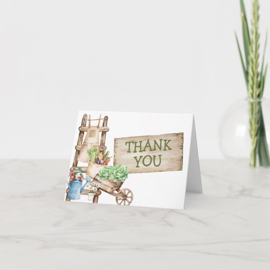 地元で育った素朴市場の赤ちゃんシャワー サンキューカード (正面)