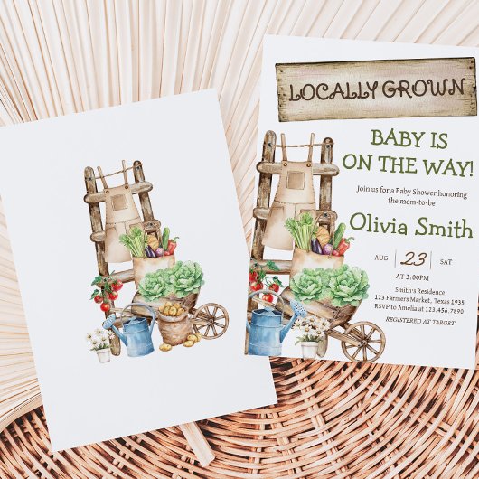 地元で育った素朴市場の赤ちゃんシャワー 招待状