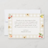 地元で育った素朴農家市場の赤ちゃんシャワー サンキューカード (裏面)