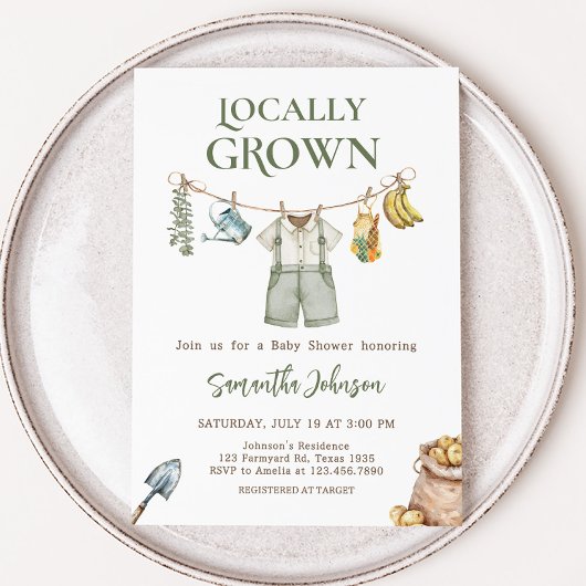 地元で育った赤ちゃんのお祝い 招待状