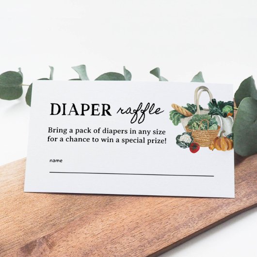 地元で育った赤ちゃんシャワーおむつラッフルチケット エンクロージャーカード