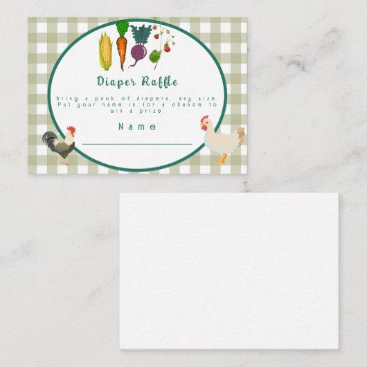 地元で育った赤ちゃんシャワーおむつラッフル エンクロージャーカード (正面/裏面)