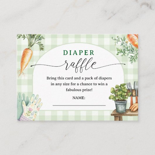 地元で育った赤ちゃんシャワーおむつラッフル エンクロージャーカード (正面)