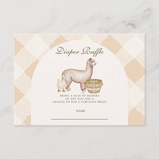 地元で育った赤ちゃんシャワーおむつラッフル エンクロージャーカード (正面)