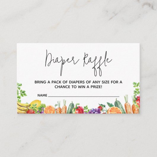 地元で育った赤ちゃんシャワーおむつラッフル エンクロージャーカード (正面)