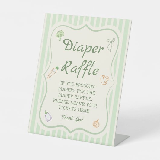 地元で育った赤ちゃんシャワーおむつラッフル 台座サイン (正面)
