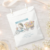 地元で育った赤ちゃんシャワーのお気に入りバッグ – 青フローラ フェイバーバッグ (クリップ留めされた状態)